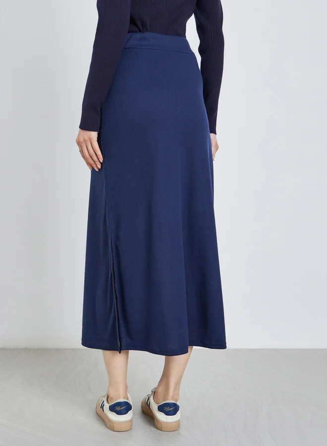 Take Two Take Two Solid Knitted Maxi Skirt with Drawstring