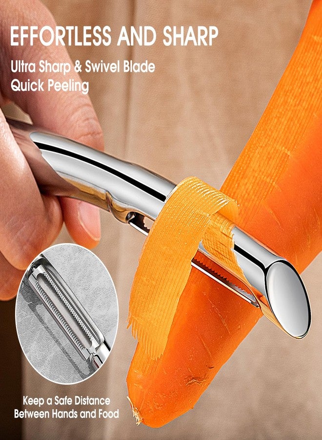 CCKO Vegetable Peeler for Kitchen Ultra Sharp Potato Peeler, 10-Year No-Rust Fruit & Veggie Peeler, Potato Peeler Hand, Premium Stainless Steel I-Peeler for Apple Carrot Cucumber - Image 3