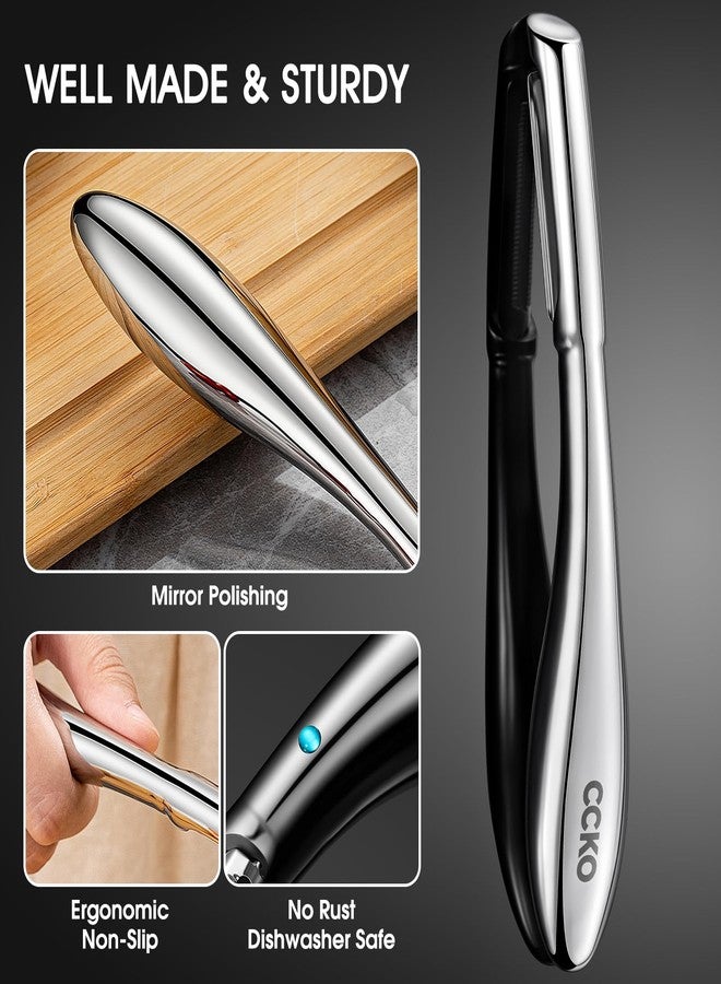 CCKO Vegetable Peeler for Kitchen Ultra Sharp Potato Peeler, 10-Year No-Rust Fruit & Veggie Peeler, Potato Peeler Hand, Premium Stainless Steel I-Peeler for Apple Carrot Cucumber - Image 5