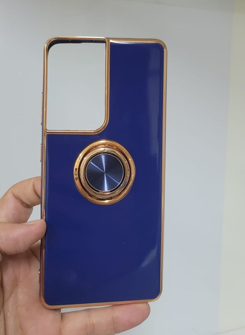 Samsung Galaxy  Note 21 Ultra case with 360 degree round ring and holder Blue colour - Image 1