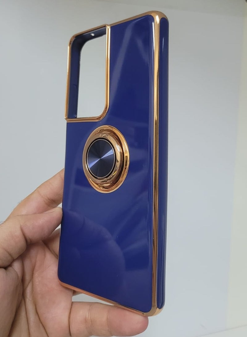 Samsung Galaxy  Note 21 Ultra case with 360 degree round ring and holder Blue colour - Image 3