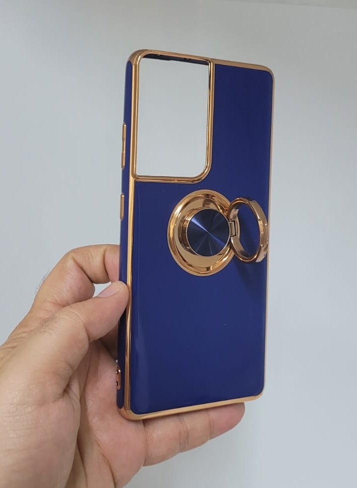 Samsung Galaxy  Note 21 Ultra case with 360 degree round ring and holder Blue colour - Image 2