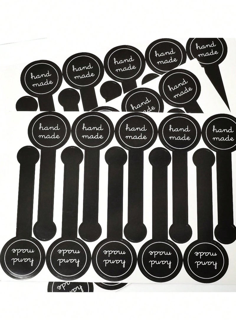 100pcs Handmade Food Baking Label Stickers - Long Black Seal Labels for Candy, Bread  Bakery Packaging - Image 2