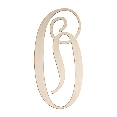 Focal20 Cursive Wooden Letters for Wall Decor 14 Inch Large Wooden Letters Unfinished Monogram Wood Letter Crafts Alphabet Sign Cutouts for DIY Painting Door Hanger O