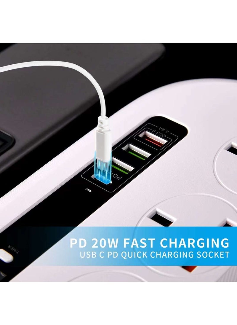 Pama BKL-16 Universal Extension Cord With 4 Universal Sockets, 3 USB ports,  1 PD Ports and 2 Meter Multicolour  - Image 4