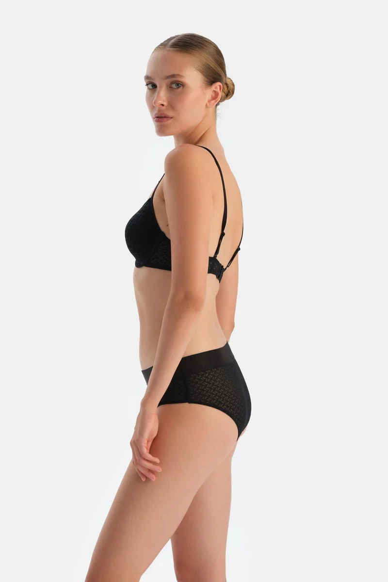 dagi Black Premium Lace and Elastic Detail Hipster Panties