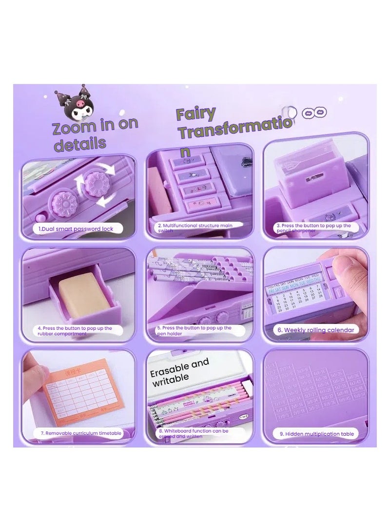 general Kuromi Multifunctional Pencil Case, Pencil Case for Boys and Girls, Cute Kuromi Organisation Stationery Box, Best Gift for Kids and Teenagers - Image 3