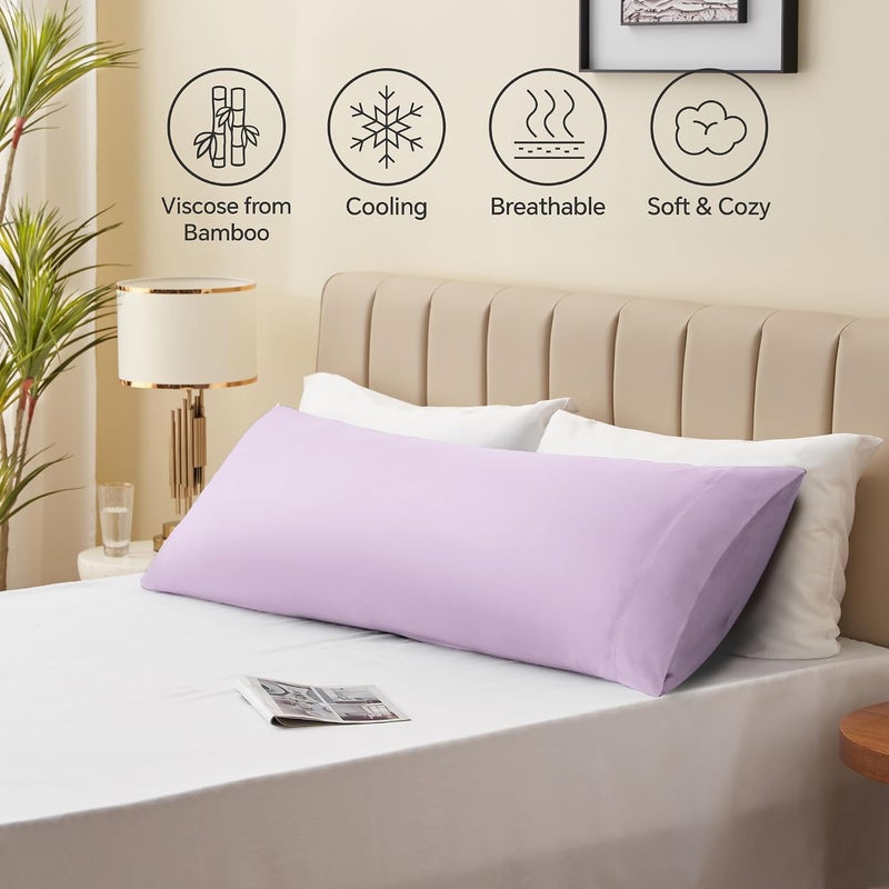 BEDELITE Compact design Body Pillow Case Cover, Rayon Made from Bamboo, Cooling Body Pillow Cover for Hot Sleepers and Night Sweats, Breathable & Silky Soft Full Long Pillow Case (Light Purple, 20x54 Inches) Low wear optimized build - Image 5