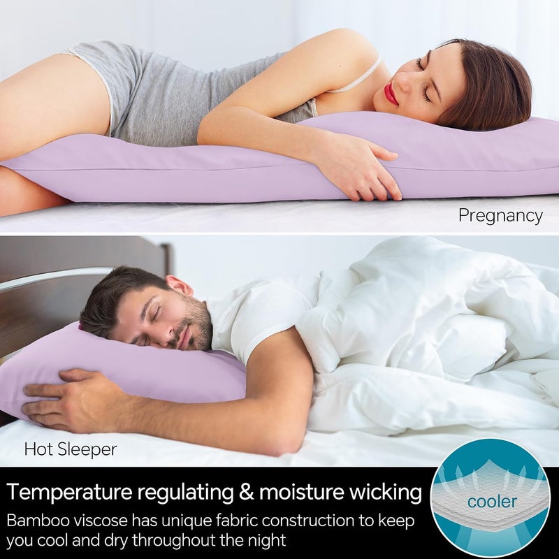 BEDELITE Compact design Body Pillow Case Cover, Rayon Made from Bamboo, Cooling Body Pillow Cover for Hot Sleepers and Night Sweats, Breathable & Silky Soft Full Long Pillow Case (Light Purple, 20x54 Inches) Low wear optimized build - Image 3