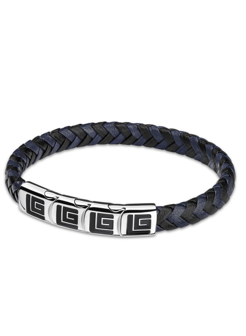 Guy Laroche Adam Blue And Silver Braided Bracelet for Men - Image 1