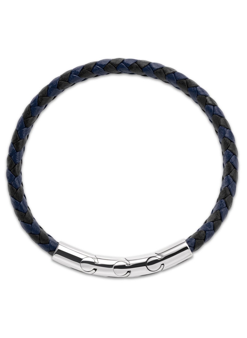 Guy Laroche Adam Blue And Silver Braided Bracelet for Men - Image 3