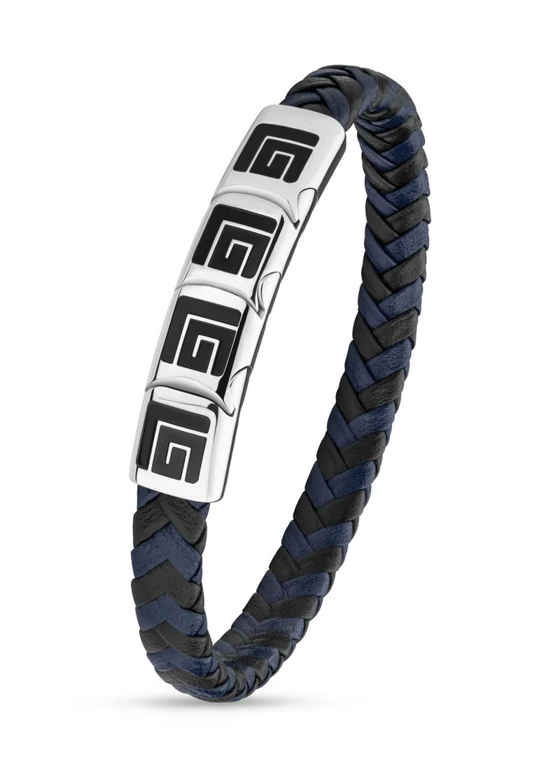 غاي لاروش Adam Black And Blue Braided Bracelet