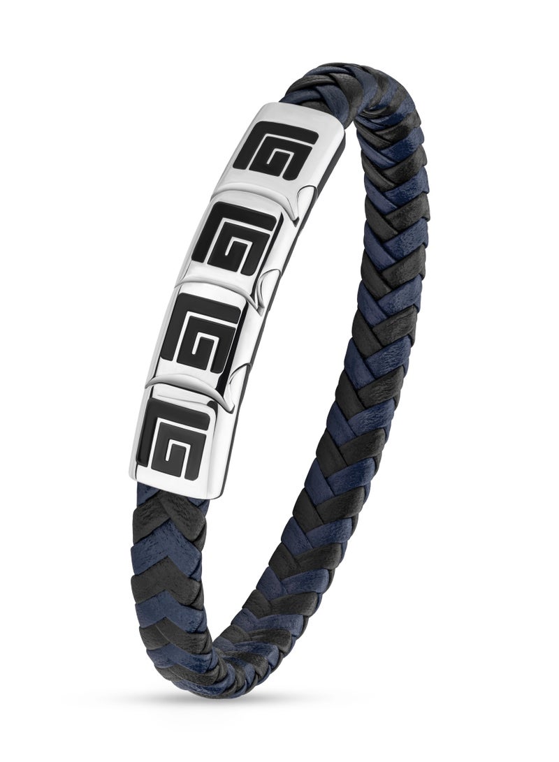 Guy Laroche Adam Blue And Silver Braided Bracelet for Men - Image 2