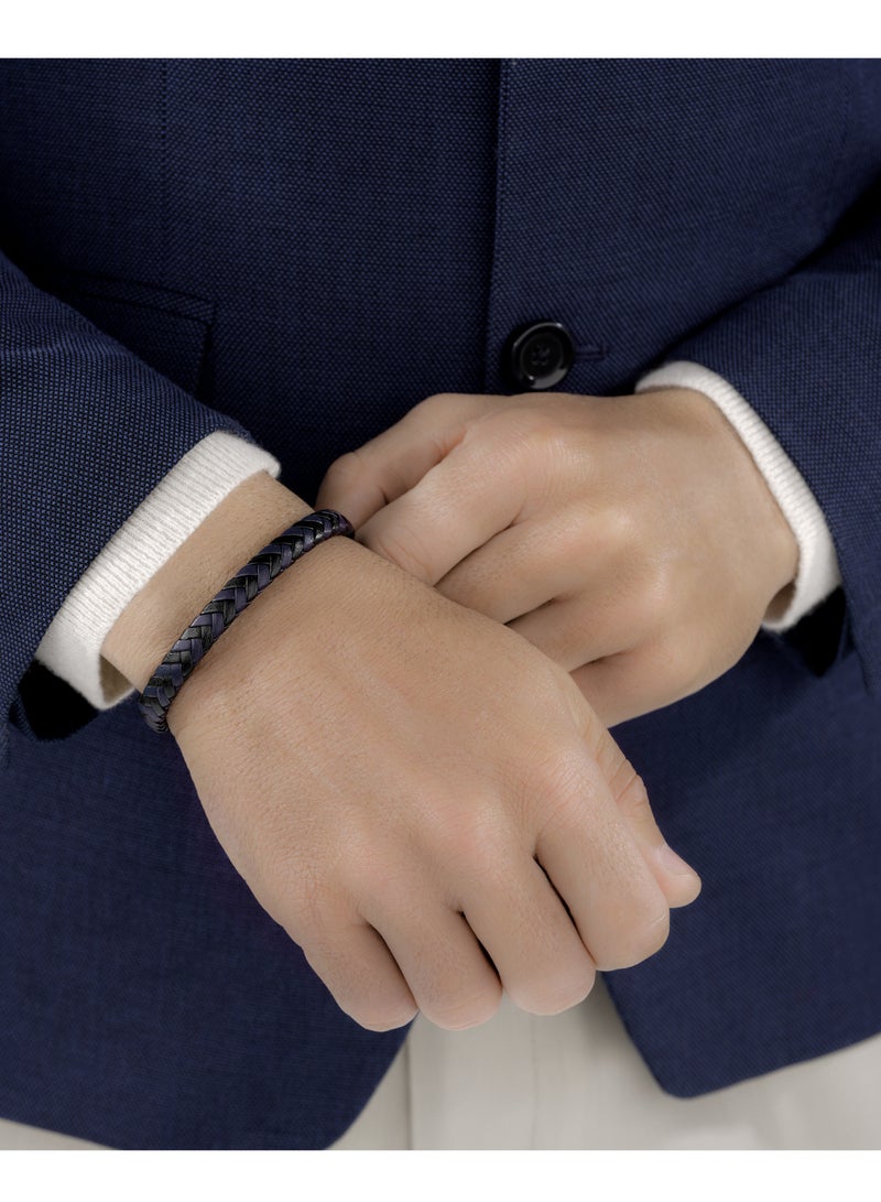 Guy Laroche Adam Blue And Silver Braided Bracelet for Men - Image 4