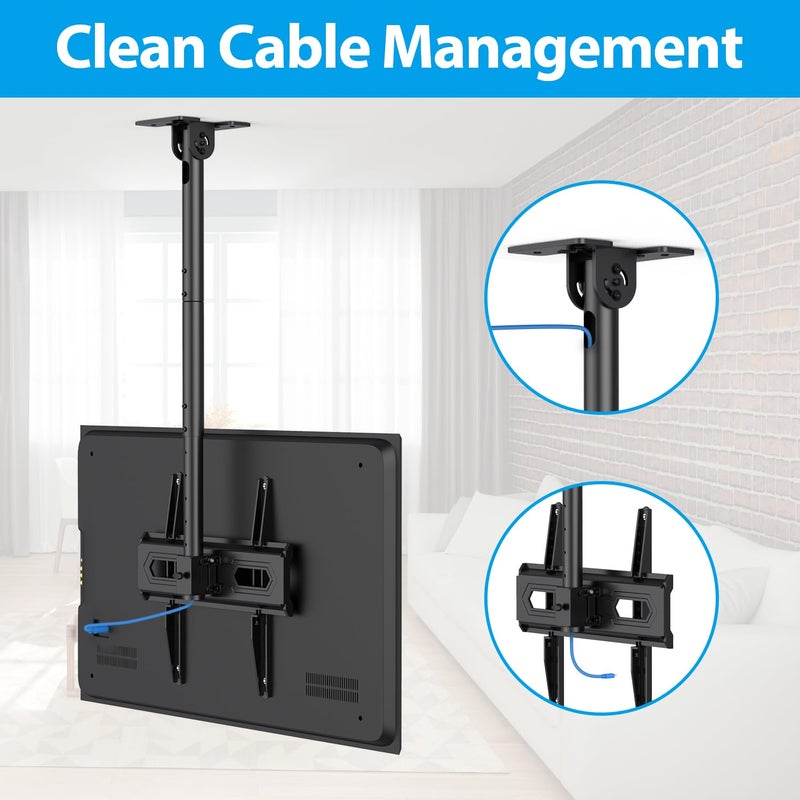 USX STAR Ceiling TV Mount for 26-65 inch Flat Screen Displays, Adjustable Ceiling TV Bracket Fits Most LCD LED OLED TVs, 14.96Inch Single Extended Mounting Pole, Holds up to 110lbs, Max VESA 400x400mm - Image 5
