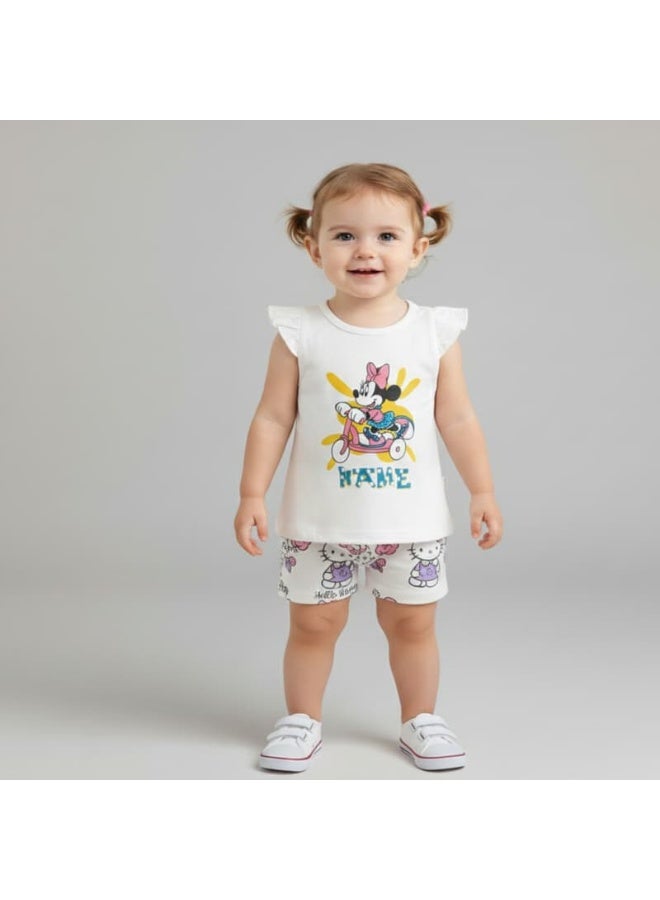 LOOFI Kids' 2-piece set: T-shirt and shorts - Off White - Image 2