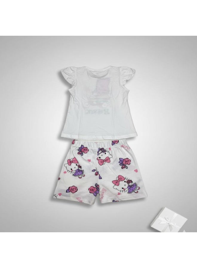 LOOFI Kids' 2-piece set: T-shirt and shorts - Off White - Image 3