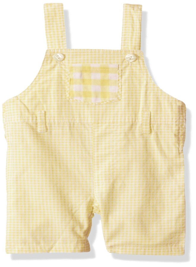 Munki Munki unisex baby Gingham Overalls, Yellow & White, 12-18 Months US