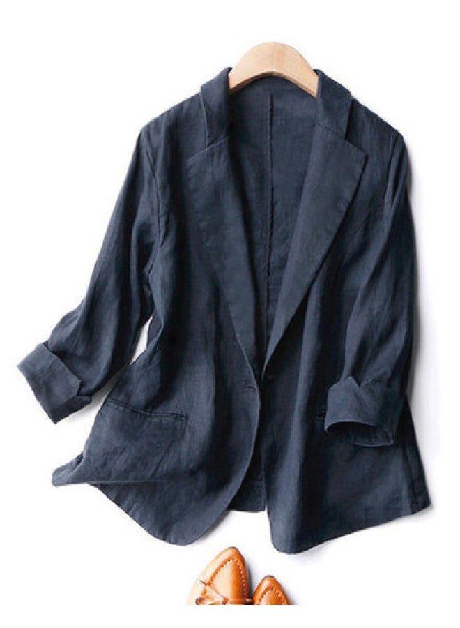 XINYANG Women's Blazer Jacket 2025 Spring Bamboo Cotton Style Single Button 3/4 Sleeve Casual Petite Suit - Image 1