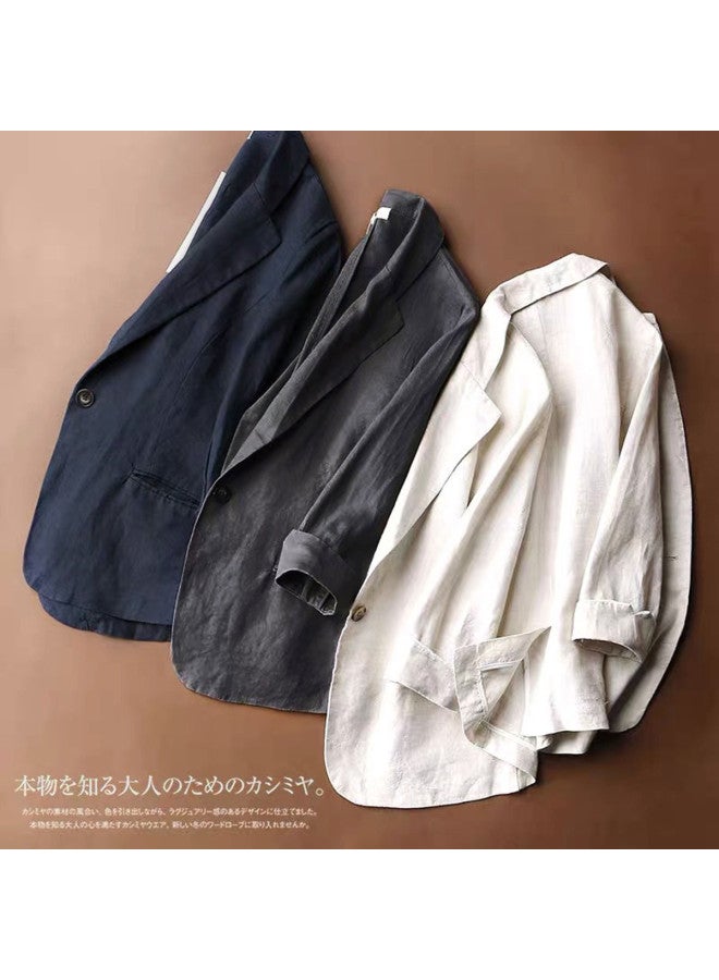 XINYANG Women's Blazer Jacket 2025 Spring Bamboo Cotton Style Single Button 3/4 Sleeve Casual Petite Suit - Image 5