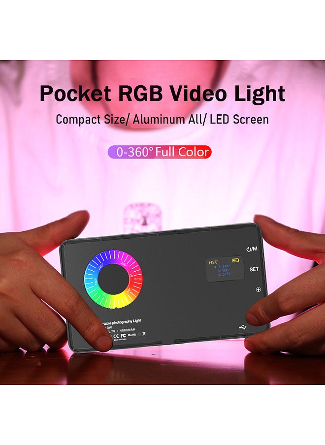 Generic - Portable RGB Video Light LED Fill Light Panel 3000K-8500K Dimmable 12 Lighting Effects CRI97+ Built-in Battery with Cold Shoe Adapter - Image 1