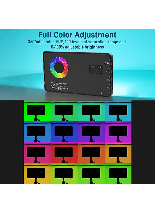 Generic - Portable RGB Video Light LED Fill Light Panel 3000K-8500K Dimmable 12 Lighting Effects CRI97+ Built-in Battery with Cold Shoe Adapter - Image 1