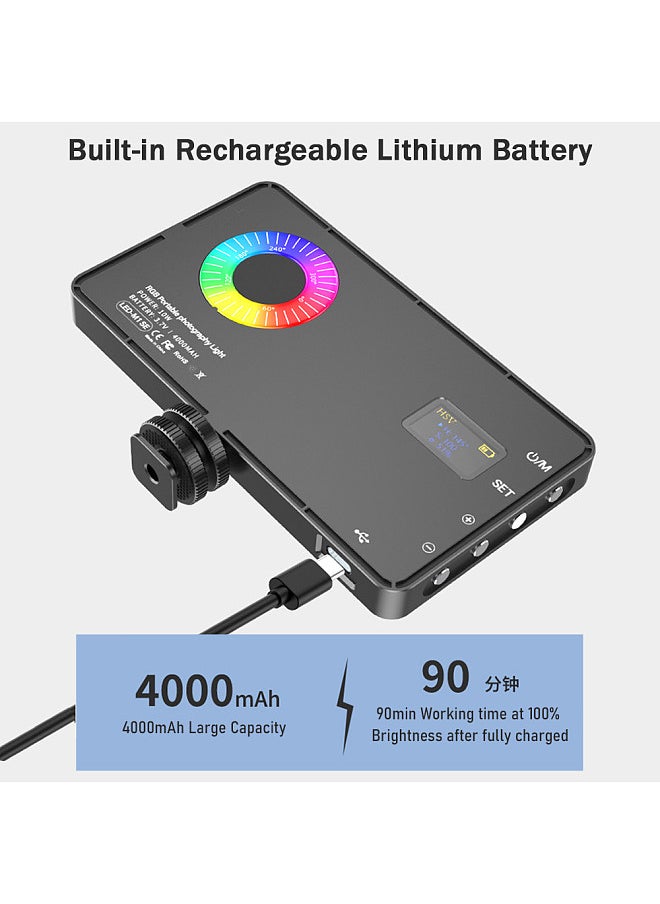 Generic - Portable RGB Video Light LED Fill Light Panel 3000K-8500K Dimmable 12 Lighting Effects CRI97+ Built-in Battery with Cold Shoe Adapter - Image 1