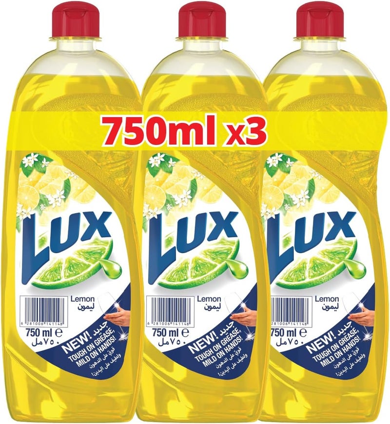 Lux Lemon Dishwash Liquid - 750ml x 3 Pack - Image 1