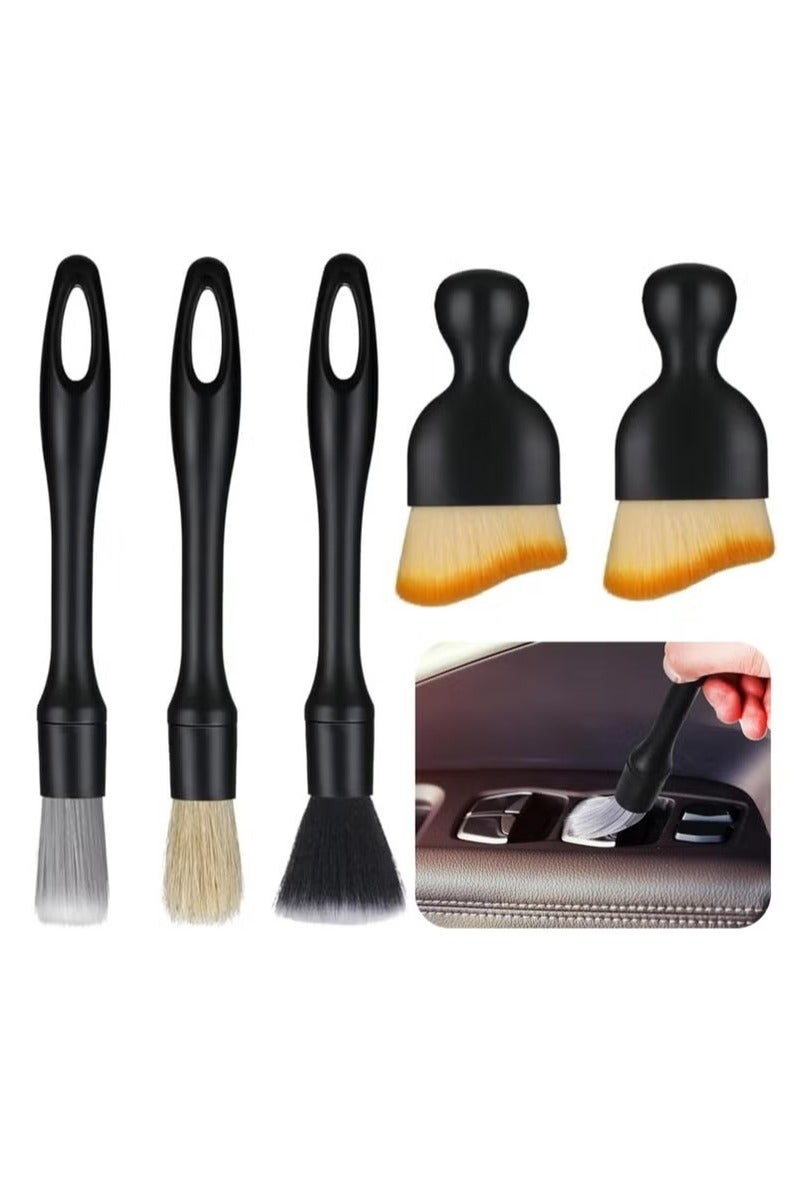 Pack of 5 Car Detailing Brush, Cleaning Brush, Car Interior Cleaning Soft Brush, Soft Bristles Detailing Brush, Dust Clean Brushes, No Scratches, for Car Interior and Car Care - Image 1