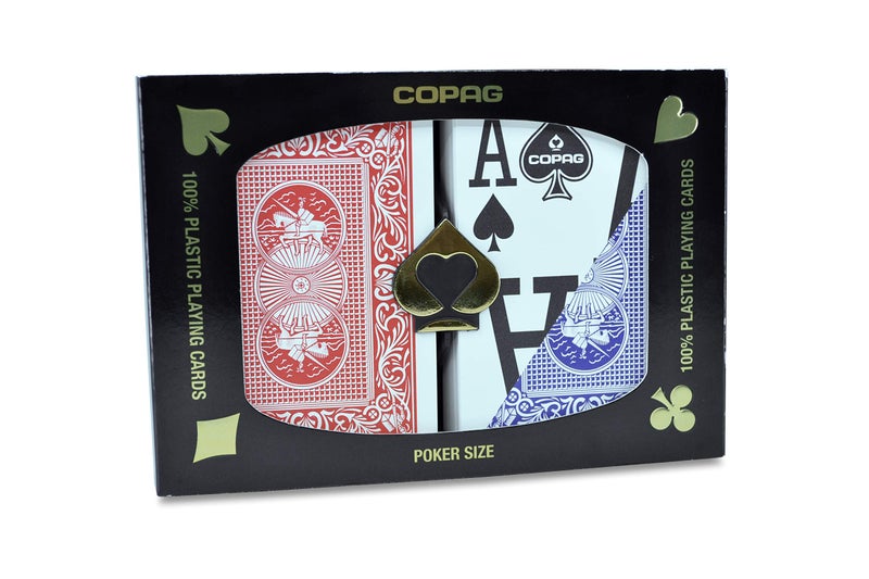 Copag Magnum Design 100% Plastic Playing Cards, Poker Size Magnum Index Red/Blue Double Deck Set - Image 2