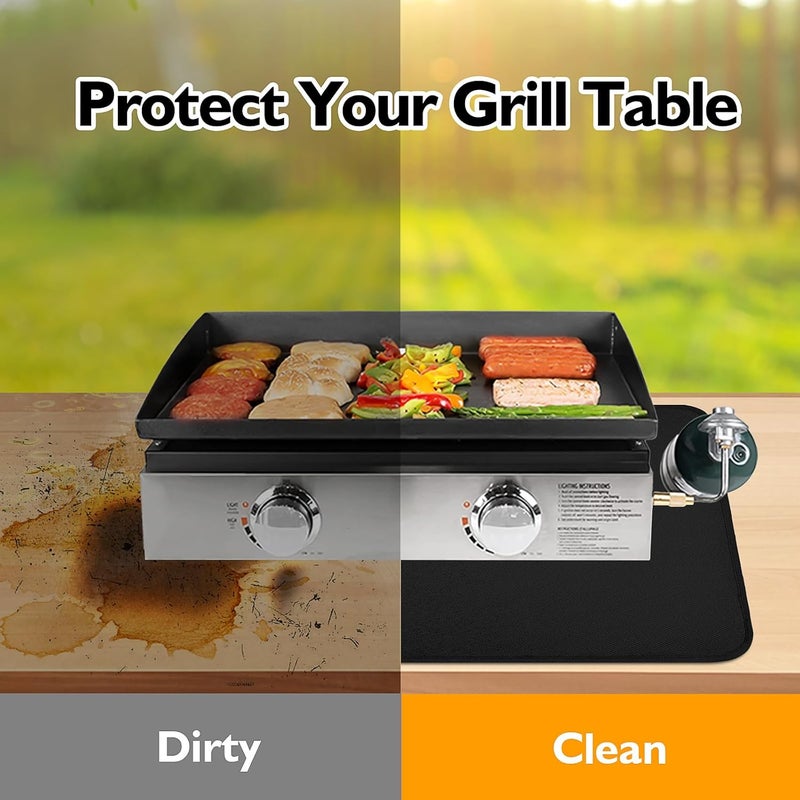 Amerbro 25 x 19.5in Heat Resistant Grill Mats for Outdoor Grill to Protect Your Prep Table and Outdoor Grill Table - Fire Proof & Water Proof & Oil Proof BBQ Mat - Black (1mm) - Image 3