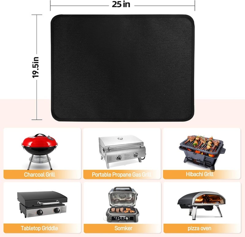Amerbro 25 x 19.5in Heat Resistant Grill Mats for Outdoor Grill to Protect Your Prep Table and Outdoor Grill Table - Fire Proof & Water Proof & Oil Proof BBQ Mat - Black (1mm) - Image 5