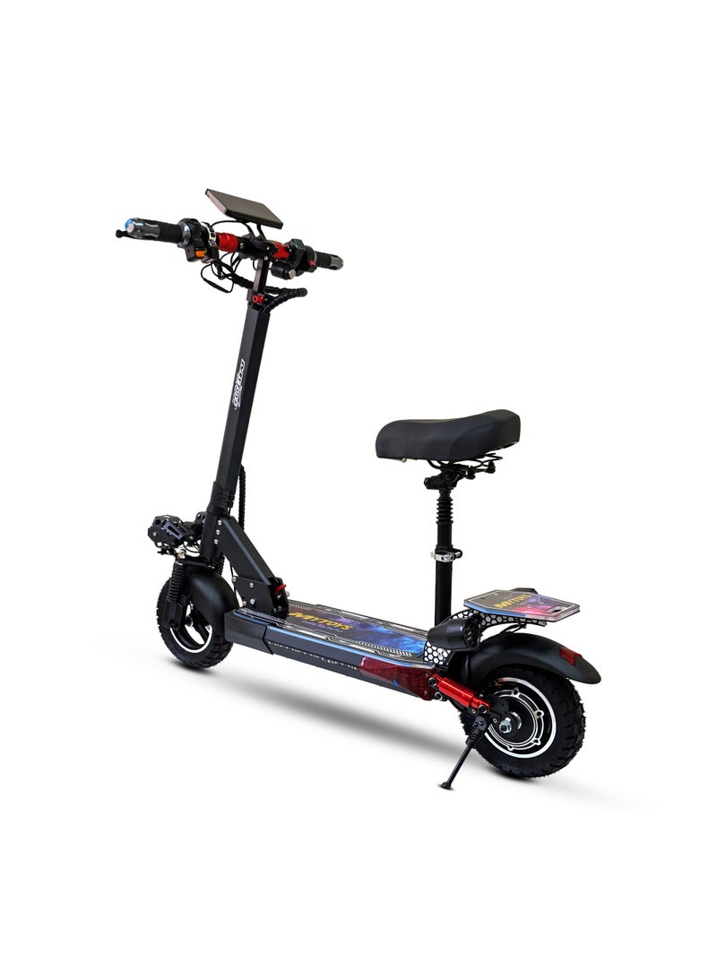 Mytoys High Speed Adult Electric Scooter 1200W Brushless Motor up to 65km/H Speed, 30-35Km Long Range, 48V10.4Ah Battery, LED Screen Display, Foldable, Dual Front and Rear Shock Absorber with Bluetooth Speaker, 10" Off Road Tires LED Lights, Turn Signals, Colorful LED light standing Deck â€“ MT850 - Image 3