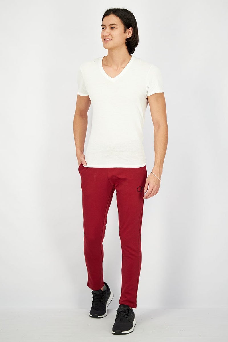 Ocean Pacific Men Regular Fit Solid Drawstring Jogger Pants, Maroon - Image 4