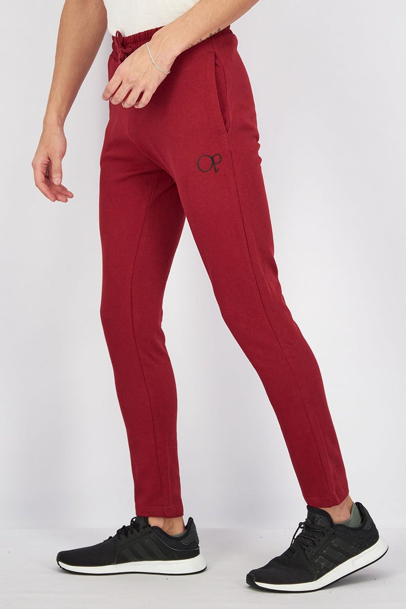 Ocean Pacific Men Regular Fit Solid Drawstring Jogger Pants, Maroon - Image 3