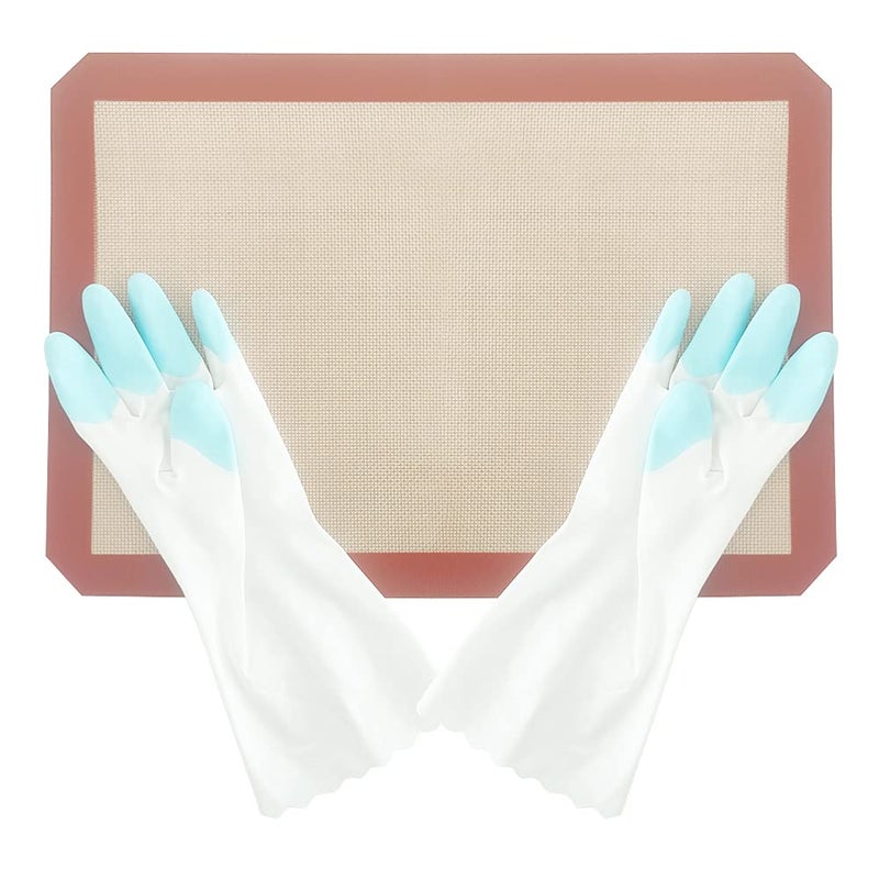 DUEBEL DUEBEL NonStick Silicone Baking Mat Set with PVC Gloves Isomalt Tools Pastry Isomalt Mat for Baker Confectioner Mat 165x 12  Gloves 114x 37 