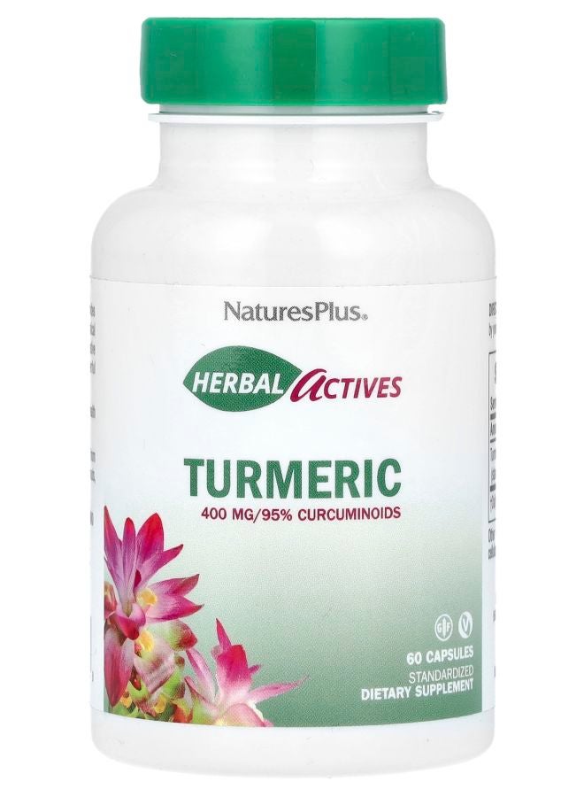 NaturesPlus Herbal Actives Turmeric 400 mg 60 Capsules - Image 1