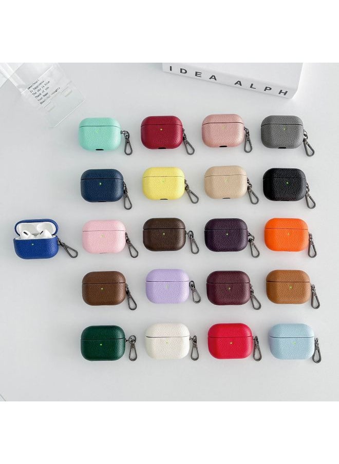 Suitable For Airpodspro For Apple Noise Reduction Bluetooth Headset All-inclusive Leather Case Easy To Carry Good Feel Earphone Case-Color:Dark Green-Applicable Model:airpods 1/2 Generation