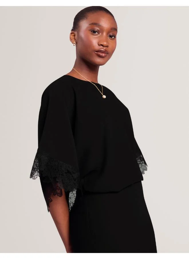 Batwing Top With Lace Hem