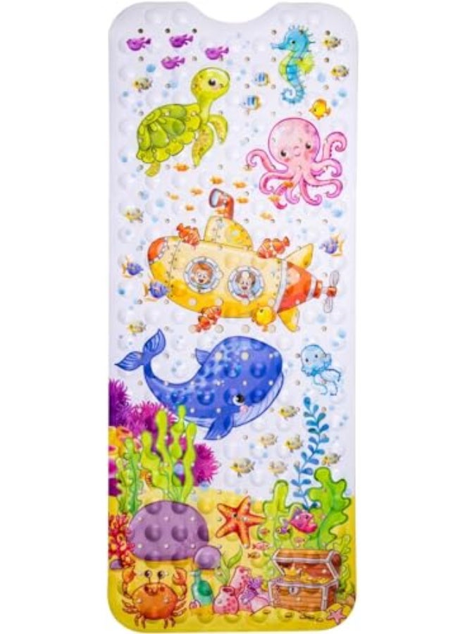 Baby Bath Mat for Tub, 40 X 16 Inch Bathtub Mat Non Slip BPA Free for Kids, Strong Grip Shower Mat Non Slip Bath Tub Mat with Suction Cups & Drain Holes for Bathroom, Machine Washable - Image 2