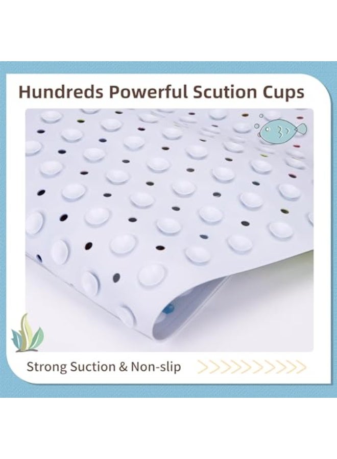 Baby Bath Mat for Tub, 40 X 16 Inch Bathtub Mat Non Slip BPA Free for Kids, Strong Grip Shower Mat Non Slip Bath Tub Mat with Suction Cups & Drain Holes for Bathroom, Machine Washable - Image 1