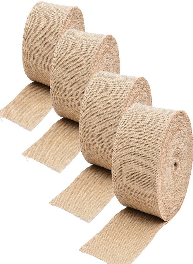 Lakeer Jute Burlap Ribbon (Pack of 4) | 2" X 2 Metre | Craft Lace | for DIY Project, Gift Wrapping, Event & Wedding Decorations, Etc. - Image 1