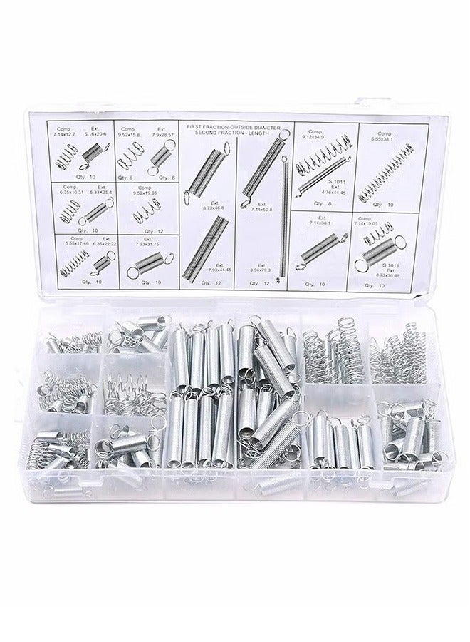 GMORO 200 Pieces Zinc Plated Spring Assortment Kit,Compression Spring Tension Spring Transparent PP Plastic Box 20 Kinds of Size Extension and Compression Spring Repair Tool Replacement Kit - Image 1