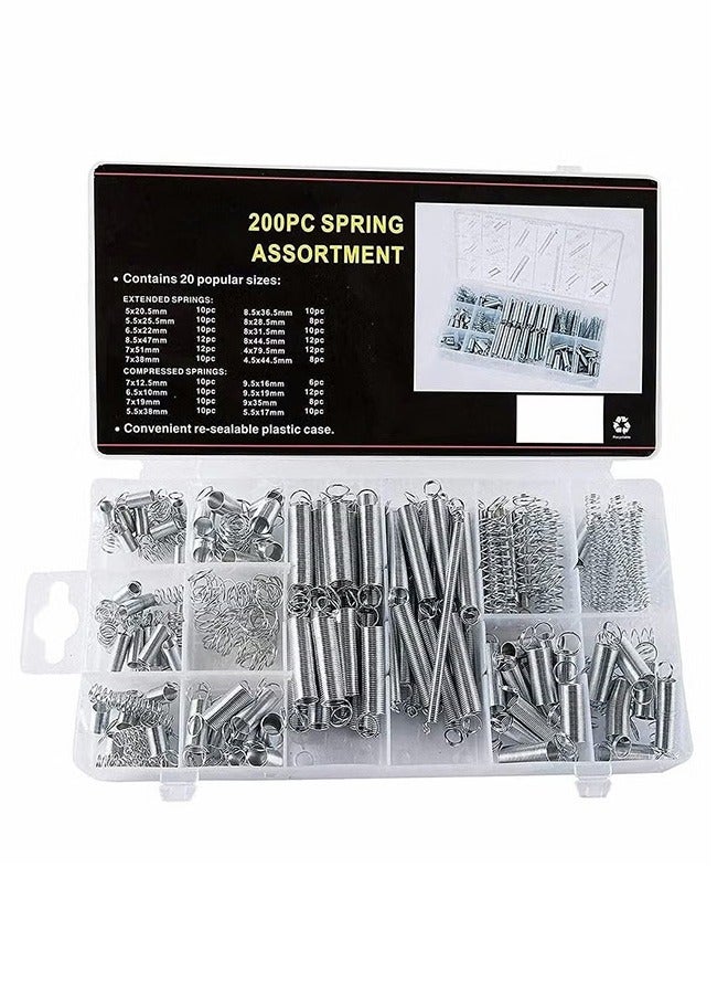 GMORO 200 Pieces Zinc Plated Spring Assortment Kit,Compression Spring Tension Spring Transparent PP Plastic Box 20 Kinds of Size Extension and Compression Spring Repair Tool Replacement Kit - Image 5