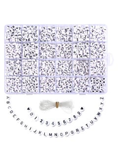 Generic 1850PCS Acrylic Letter Beads A-Z Letter and Number Beads Round Alphabet Letter Beads for Jewelry Making Bracelets Necklaces and Key Chains 7x4mm (White)  - Image 4