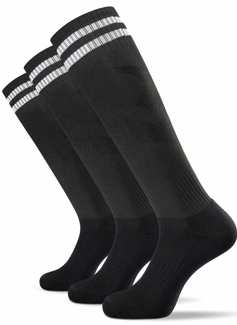 Y&D - 3 Pairs Men's Sports Socks Soccer Anti-slip Football Breathable Athletic Rugby Hockey Socks, One Size - Image 1