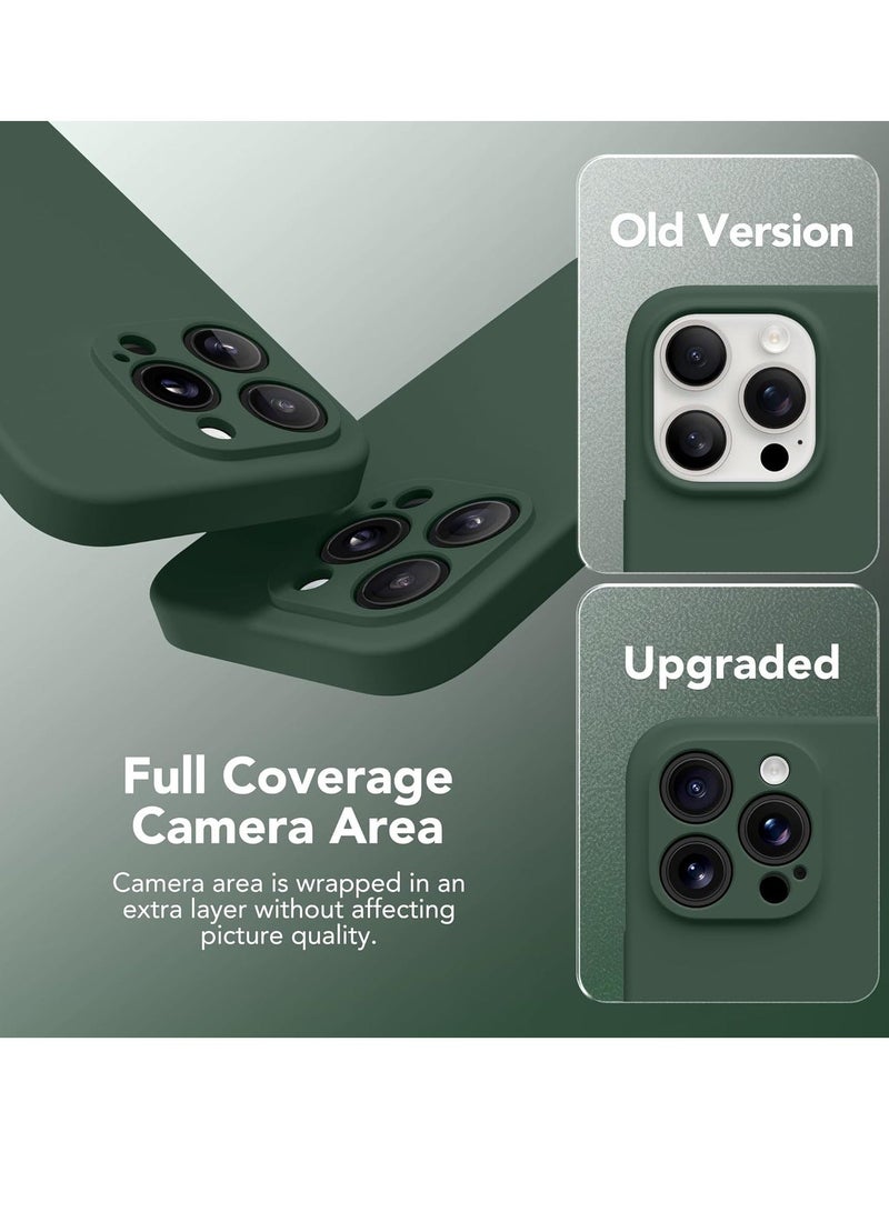 MUNTAQI iPhone 15 Pro Max Case Silicone, Compatible with MagSafe, [Camera Protection][2X Screen Protectors] Slim Shockproof Protective Case, Soft Anti-Scratch Microfiber Lining, Alpine Green - Image 3