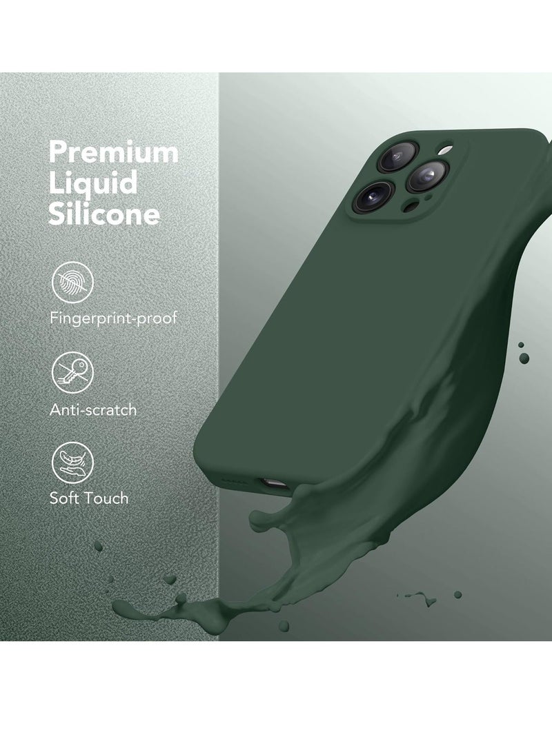 MUNTAQI iPhone 15 Pro Max Case Silicone, Compatible with MagSafe, [Camera Protection][2X Screen Protectors] Slim Shockproof Protective Case, Soft Anti-Scratch Microfiber Lining, Alpine Green - Image 2