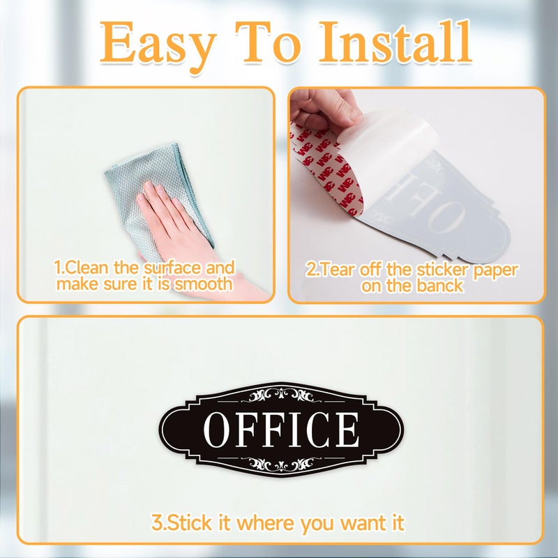 LUHIMO The Office Door Sign for Home and Businessï¼ŒSelf-Adhesive Waterproof and Fade-Resistant Modern Office Sign Sticker for Houseï¼ŒBusinessï¼ŒDoor, Window Black - Image 3