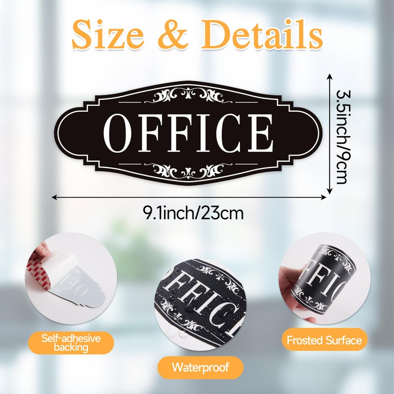 LUHIMO The Office Door Sign for Home and Businessï¼ŒSelf-Adhesive Waterproof and Fade-Resistant Modern Office Sign Sticker for Houseï¼ŒBusinessï¼ŒDoor, Window Black - Image 2